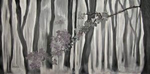 © Laura Gabel, “Mauve Leaves”. Acrylic on canvas, 24 x 48. Private collection.