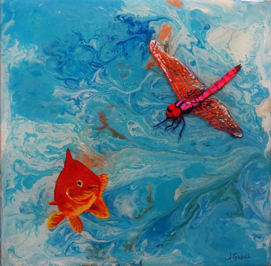 © Laura Gabel, “Fishing Around”. 12x12, mixed media. $250. lure blog