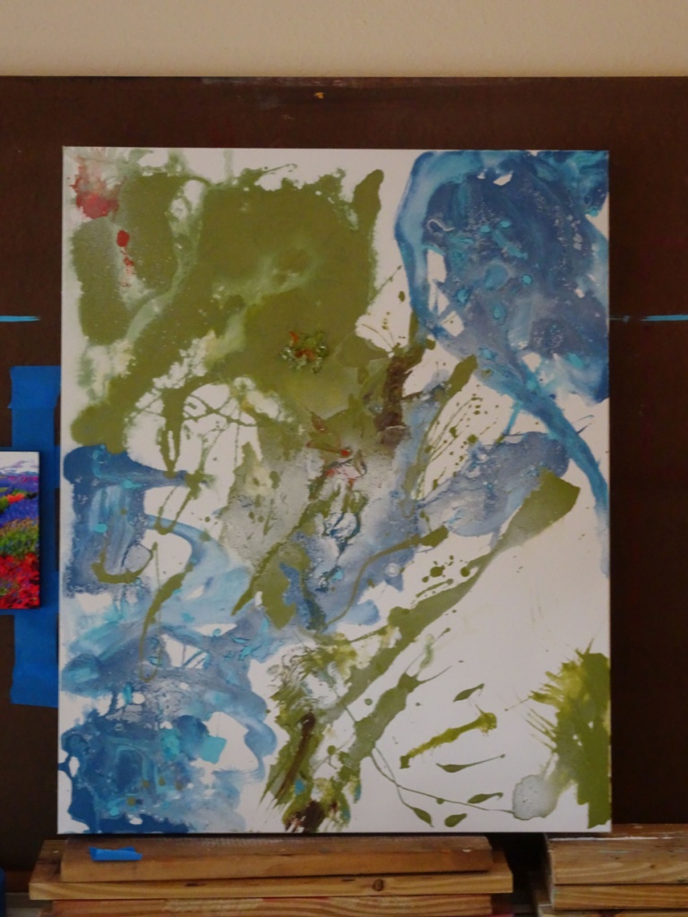 abstract art, © Laura Gabel, “Day Three”. 24 x 30, acrylic. Private Collection. progress shot