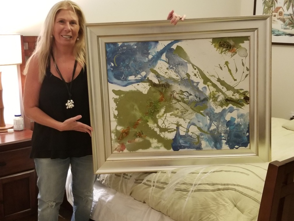 collector shot © Laura Gabel, “Day Three”. 24 x 30, acrylic. Private Collection. Abstract painting