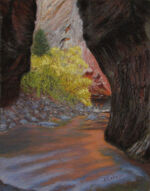 <a href="https://fineartamerica.com/featured/apricot-canyon-laura-gabel.html" target="_blank" rel="noopener noreferrer">Purchase "Apricot Canyon" Here</a> © Laura Gabel, “Apricot Canyon 1”. Textured pastel, 16 x 20. Private collection.